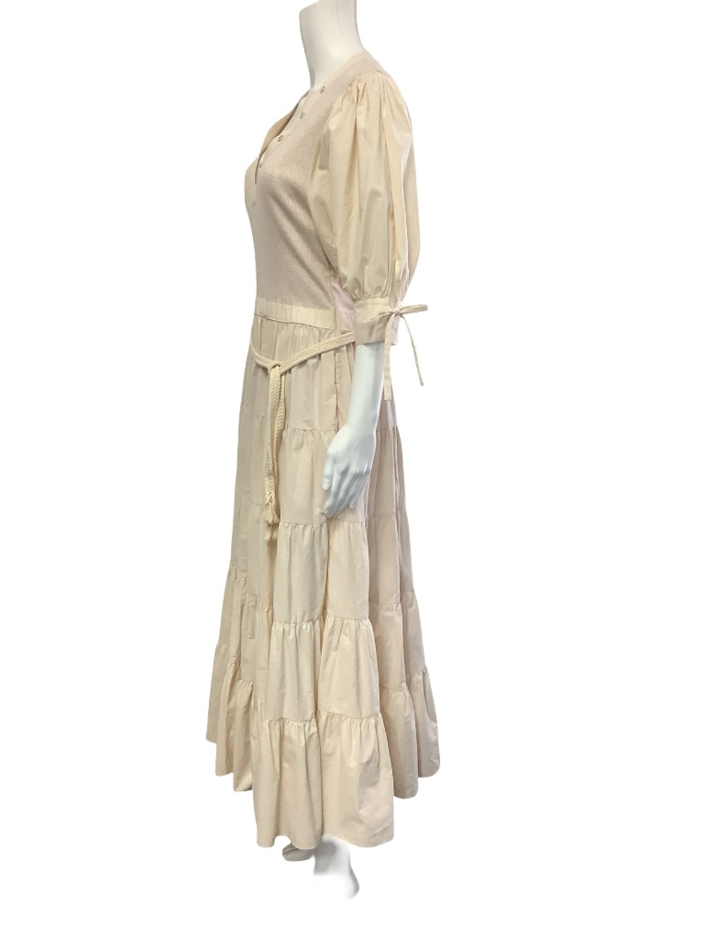 Ulla Johnson Dress Neutral V Neck Maxi Size: M - Picture 2 of 4